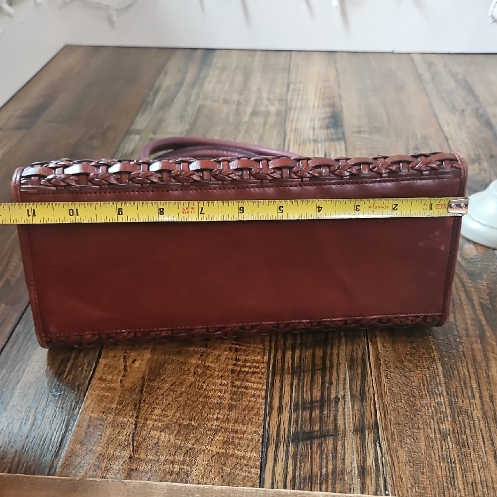 Genuine Leather Women's Rich Brown Woven Purse - Picture 8 of 12